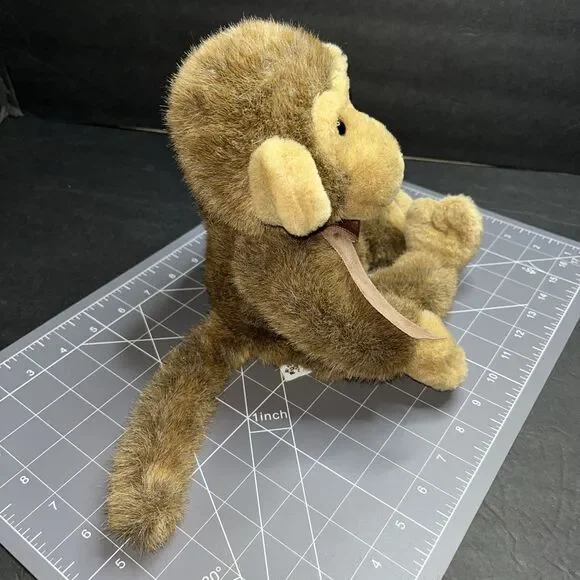 Russ Berrie “Jimby” Monkey Brown Monkey With Ribbon Bow VTG Stuffed Animal Toy - Picture 3 of 10